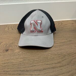 Nebraska New Era Black and Gray Cap with Red Logo Hat